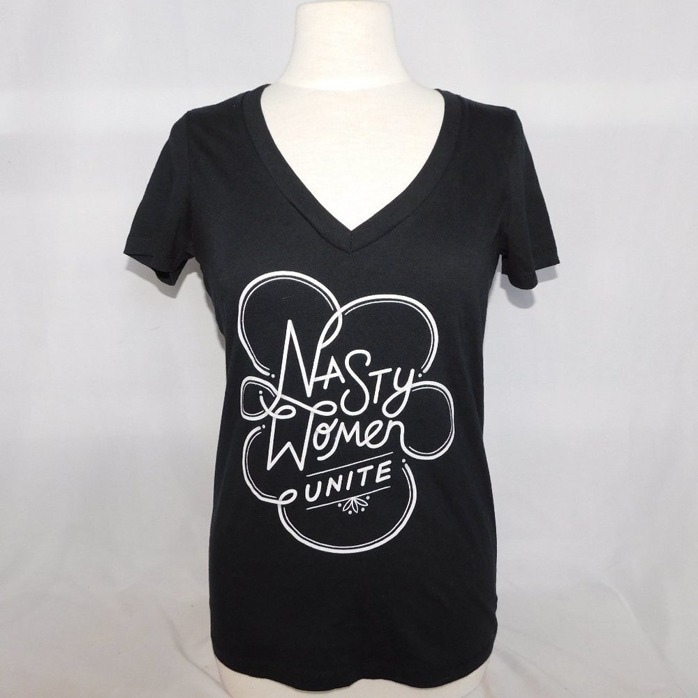 NASTY WOMEN UNITE Black Short sleeve V Neck T Shirt Womens L